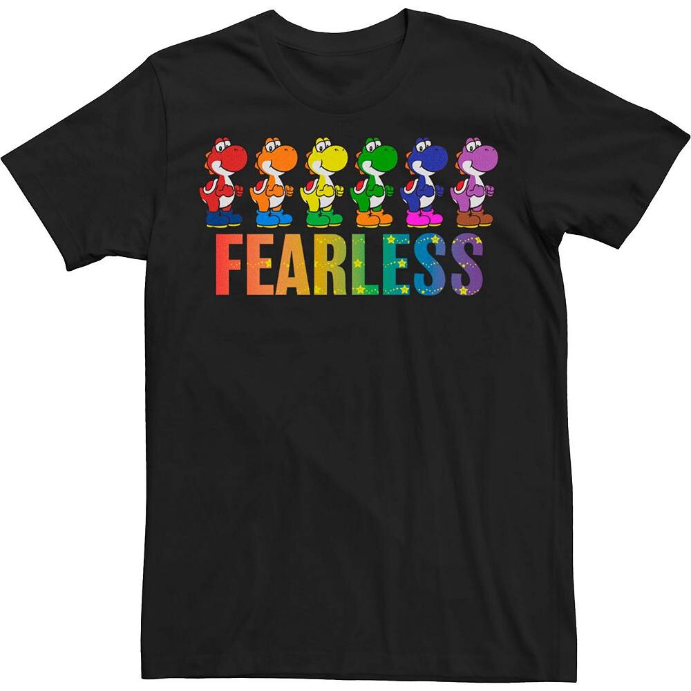 

Футболка Big & Tall Super Mario Pride Yoshi Fearless Rainbow Line Up Licensed Character, черный