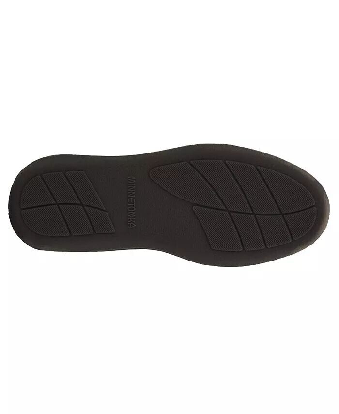 Мужские тапочки-мокасины из овчины на жесткой подошве Minnetonka, черный — фото 3