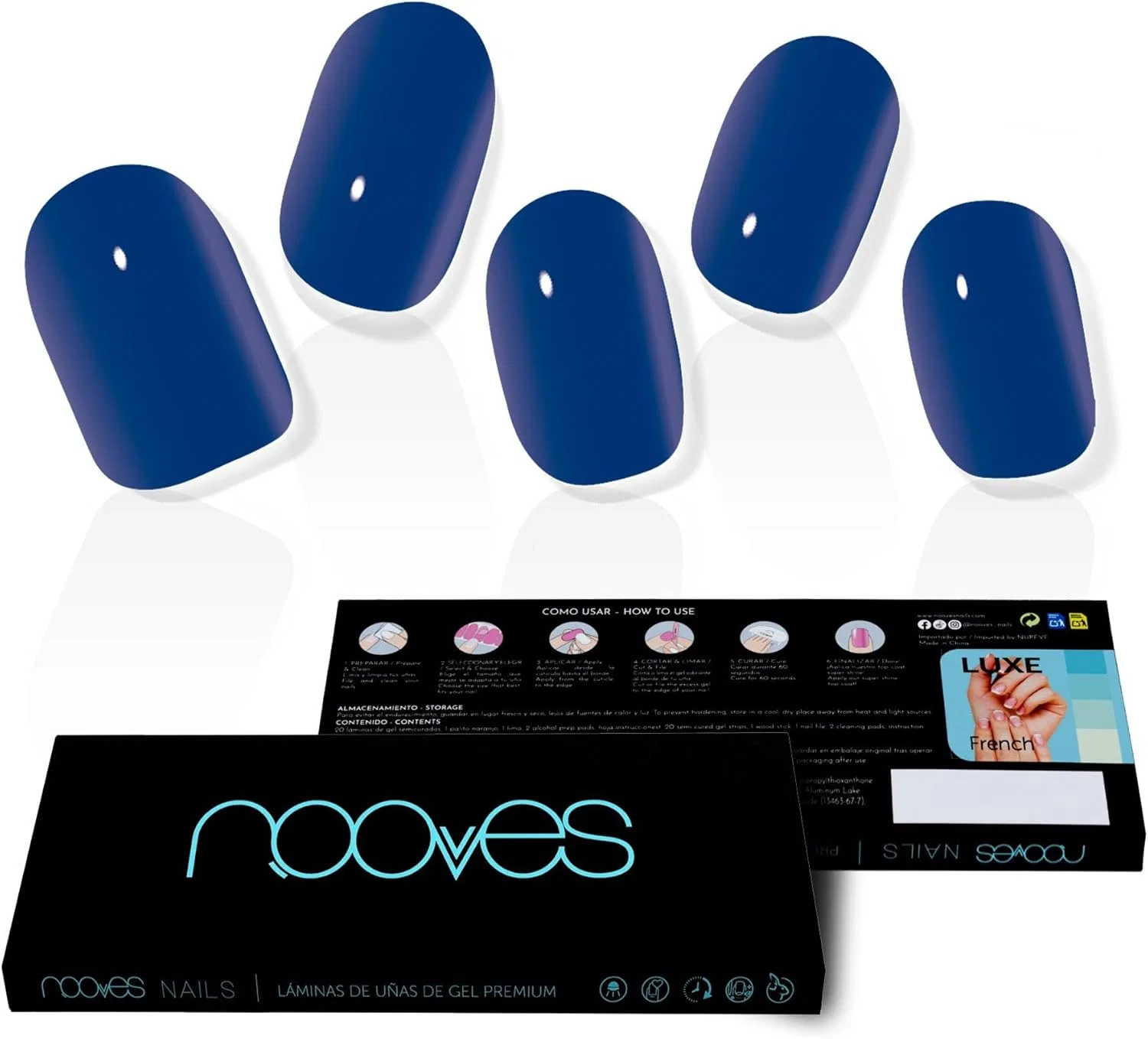 Синие полузатвердевшие гелевые наклейки для ногтей NOOVES Eaux Profondes (20 шт.) Nooves