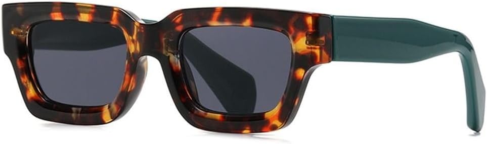 

Модные солнцезащитные очки с защитой от УФ-излучения для женщин и мужчин, прямоугольной формы, в стиле Y2K, солнцезащитные очки с толстой оправой KTUCN, Leopard Green-grey