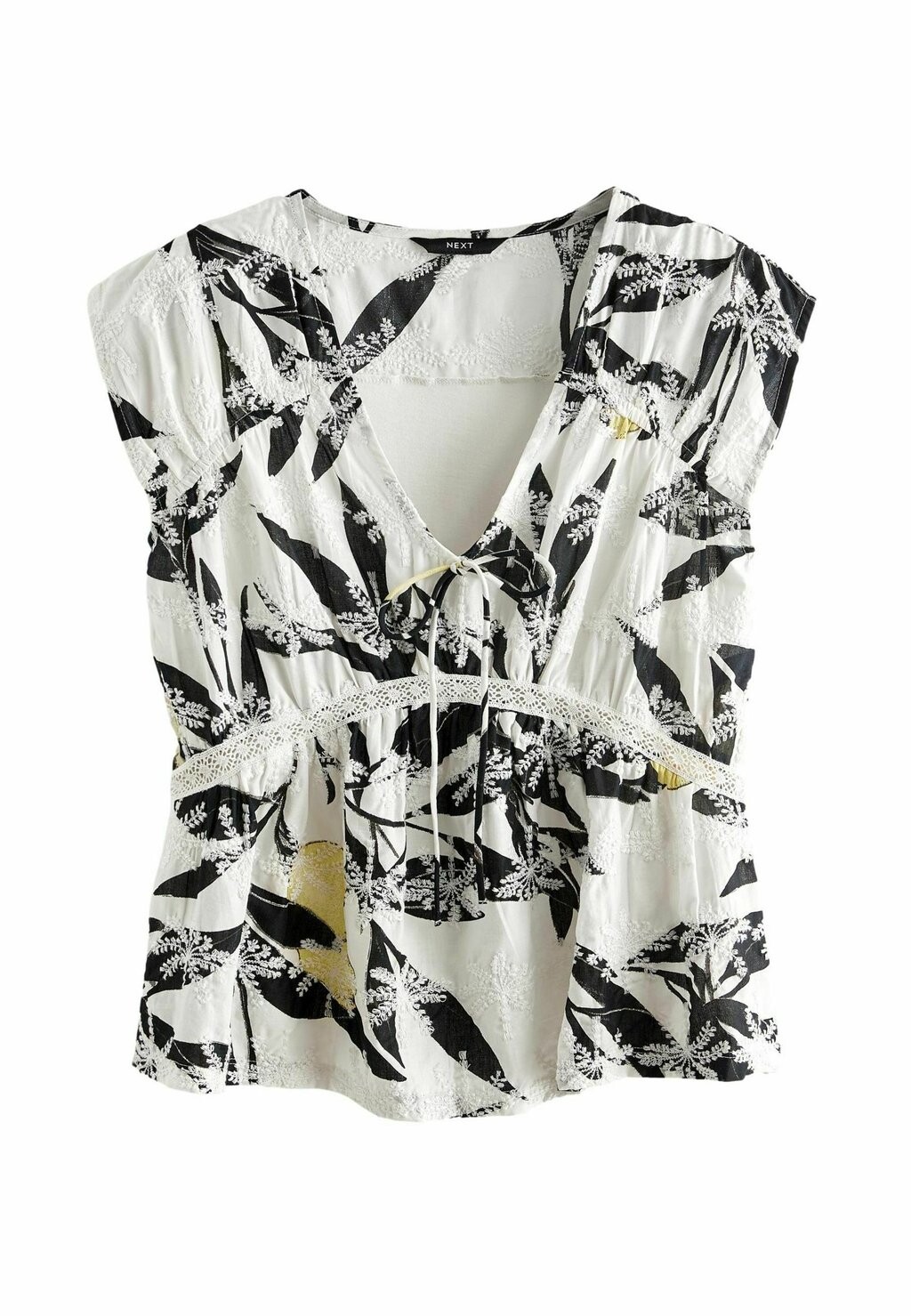 

Блузка Broderie Short Sleeve Next, экрю с лимонным принтом