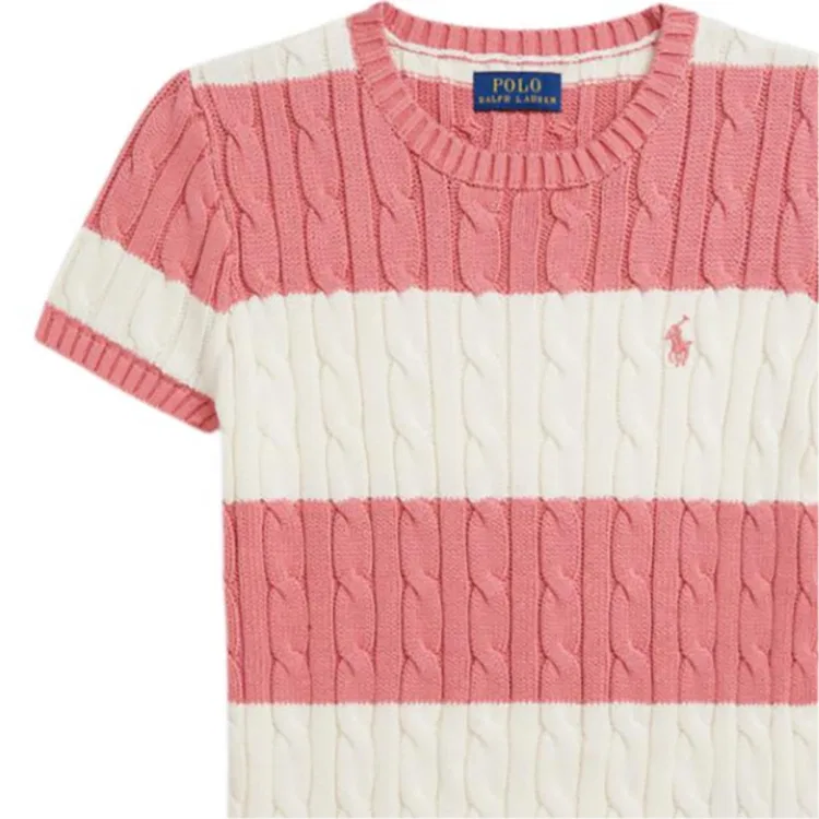 Футболка классическая Polo Ralph Lauren розово-кремовая — фото 4