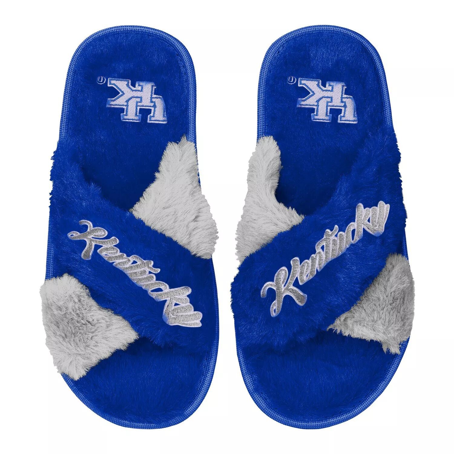 

Женские двухцветные шлепанцы из искусственного меха FOCO Royal Kentucky Wildcats