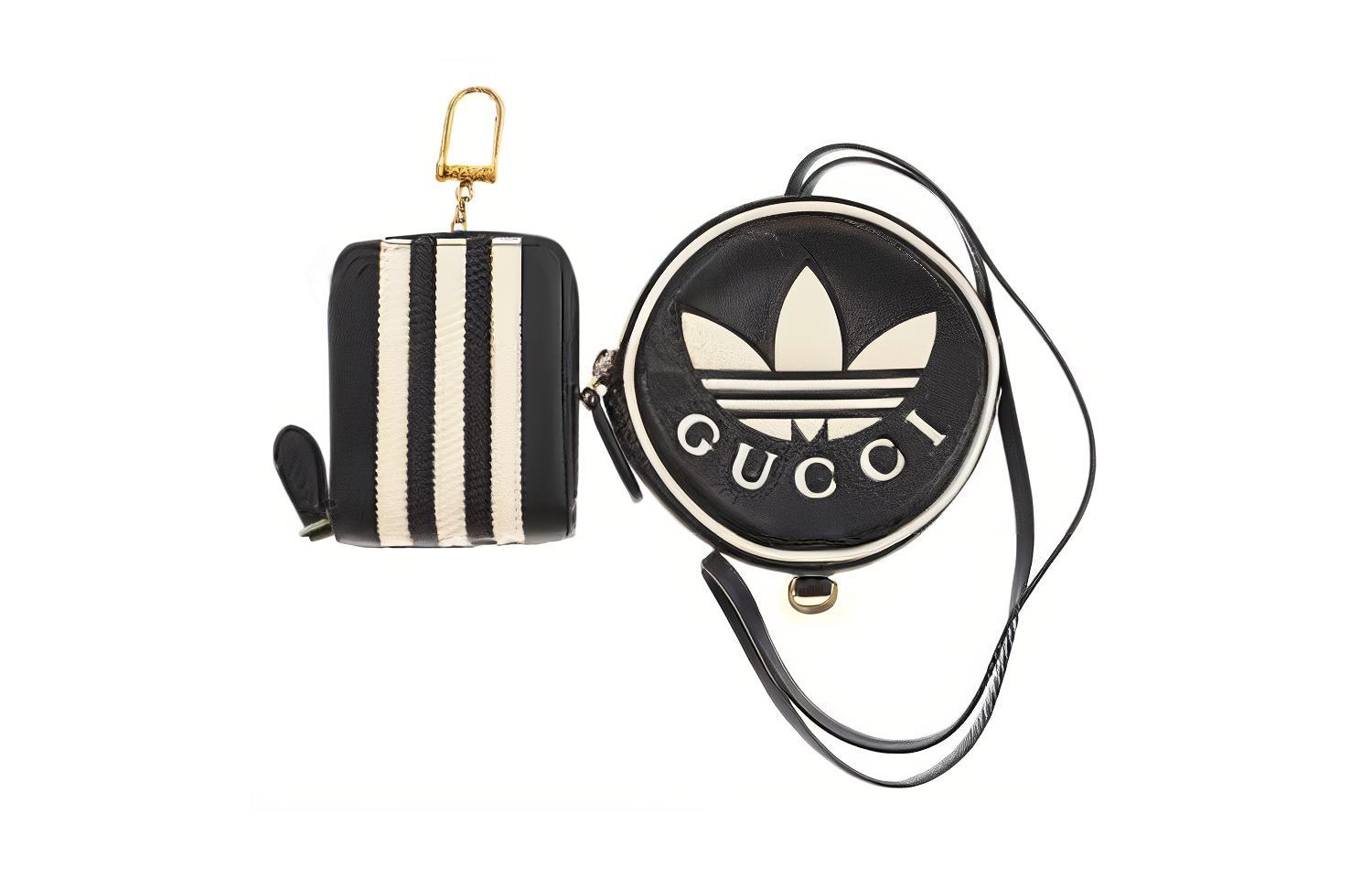

GUCCI Кожаный кошелек для монет мужской черный Adidas Collaboration