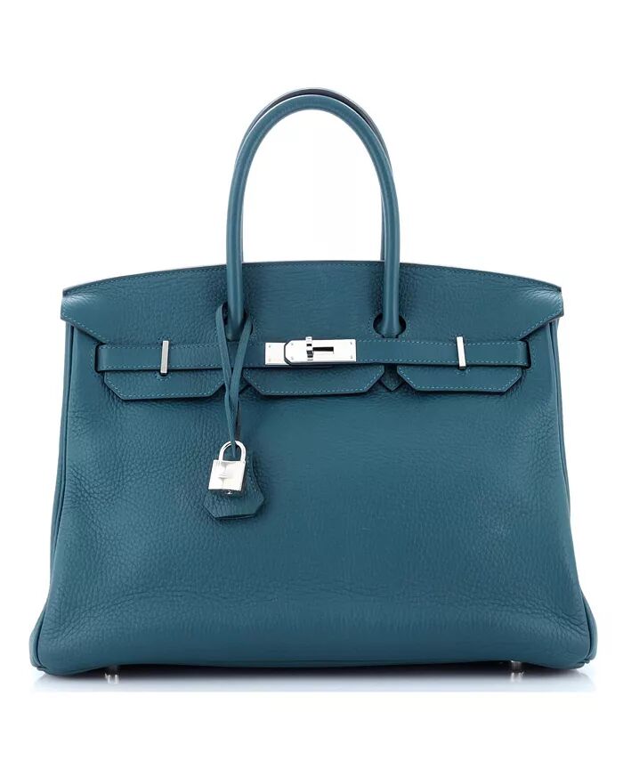 

Сумка Birkin 35 Blue Clemence с палладиевой фурнитурой Pre-Owned HERMÉS, синий