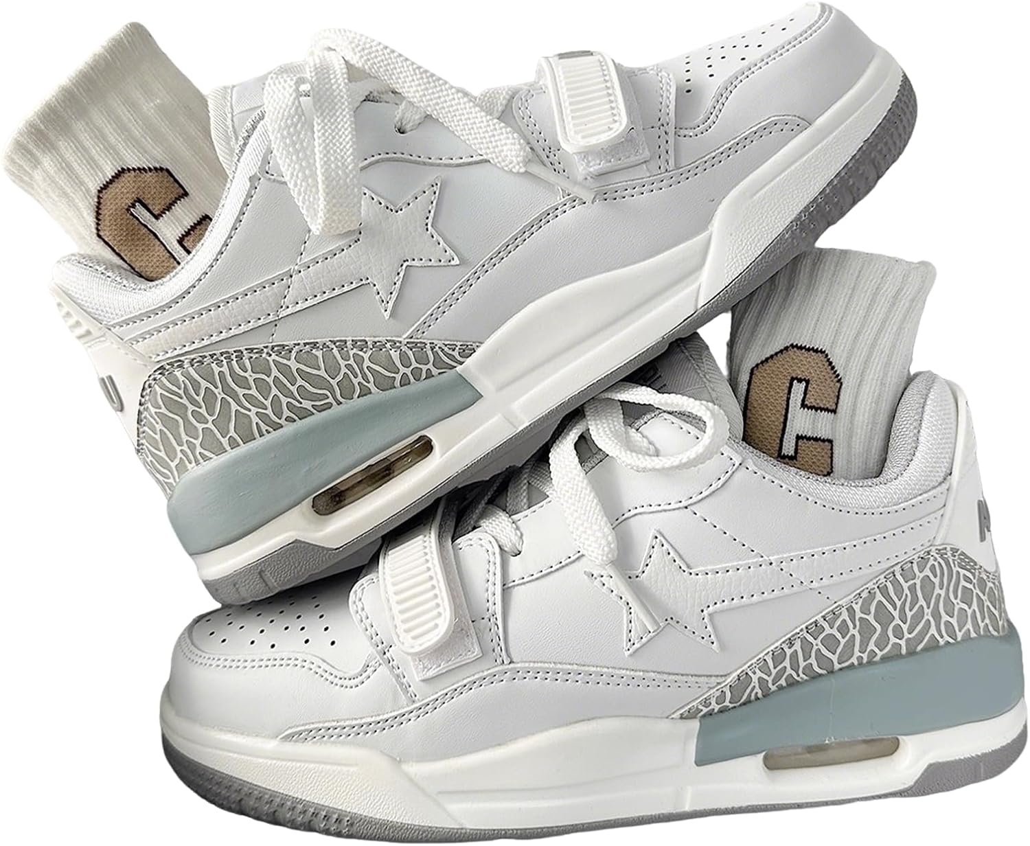 

Женские и мужские высокие кроссовки на платформе Star Chunky с воздушной подушкой, удобной толстой подошвой для повседневной уличной носки Zqw, белый