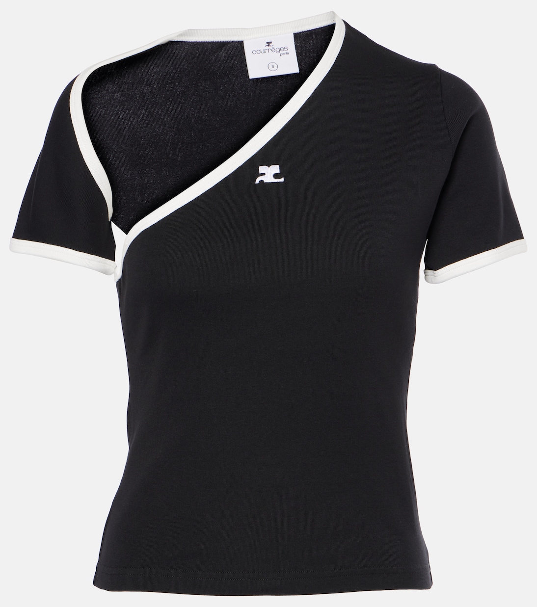 

Асимметричная хлопковая футболка Courrèges, Black / Heritage White
