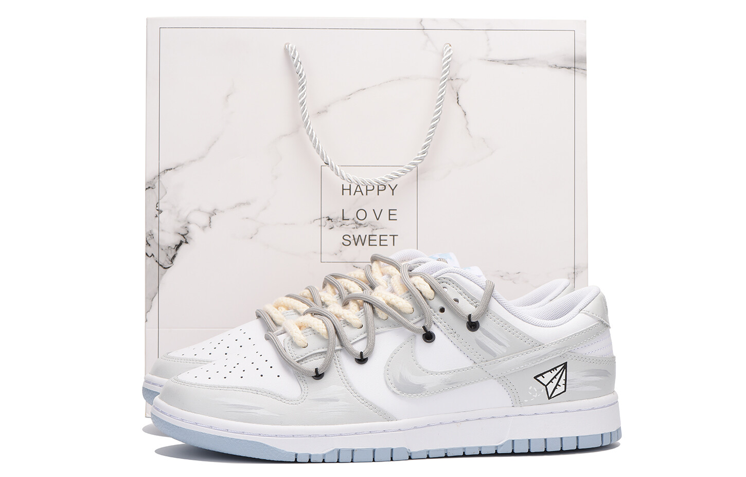 

Кроссовки Nike Dunk Skateboarding Shoes Men Low-top White, светло-серый