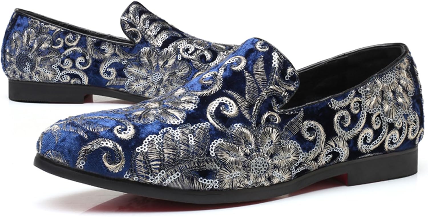 

Мужские лоферы Venshine, слипоны с блестками для свадеб, вечеринок и выпускных, синий