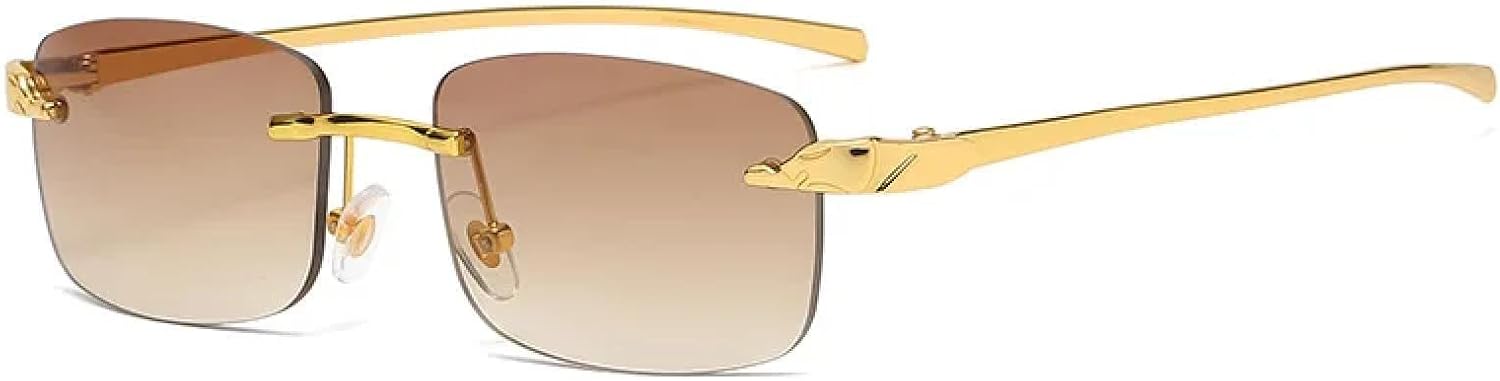 

Солнцезащитные очки с защитой от УФ-излучения UV400 | Без оправы, металлические, маленький размер | Для женщин и мужчин, для занятий спортом на открытом воздухе и вождения DSVIGF, Tea