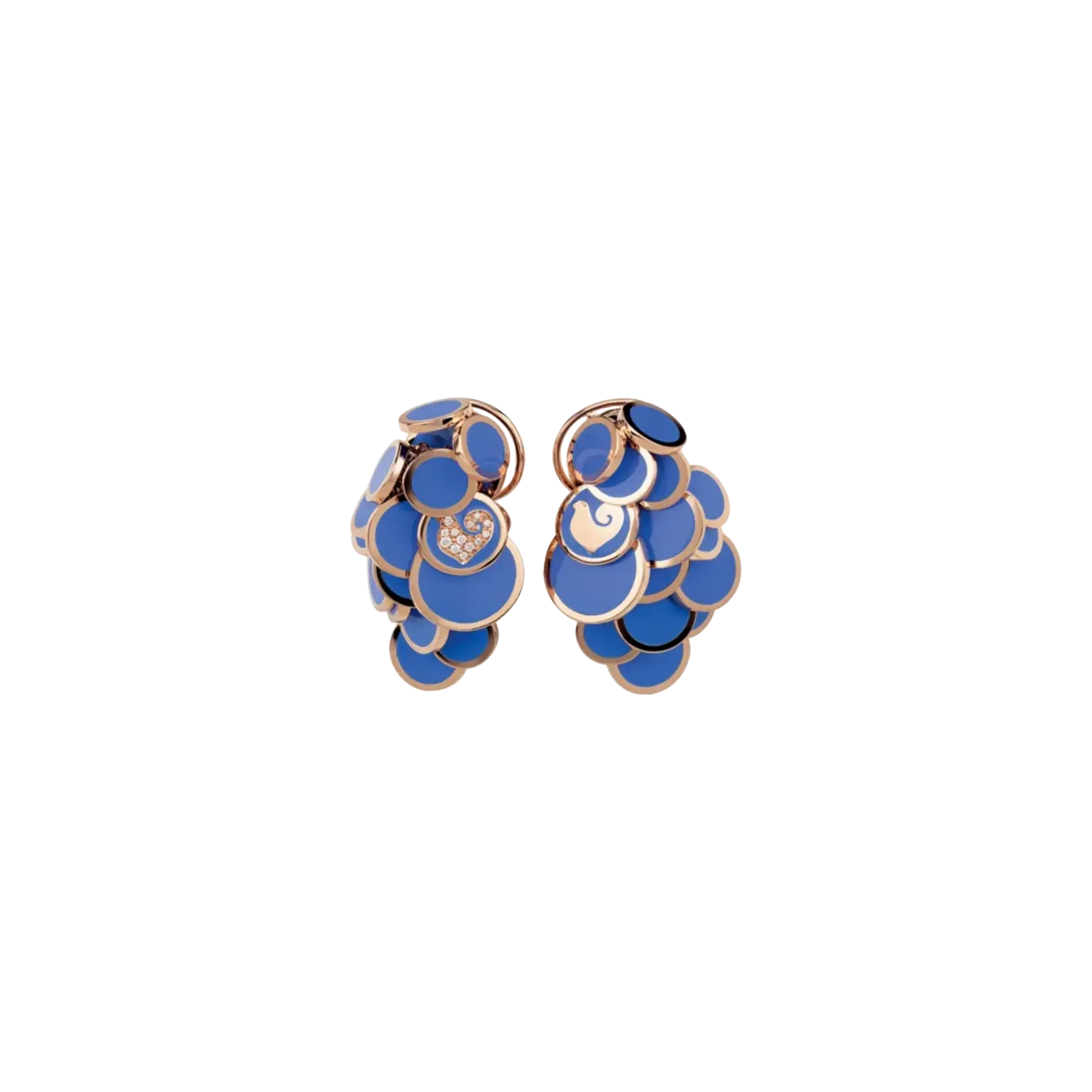 

Серьги с каскадными пайетками из розового золота, бриллиантами и эмалью синего цвета капри. Chantecler