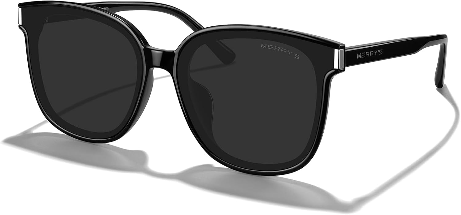 

Современные большие квадратные солнцезащитные очки MERRY'S из ацетата для женщин и мужчин, поляризованные, с защитой от УФ-излучения UV400, модель S6196, Black Frame/Black Lens