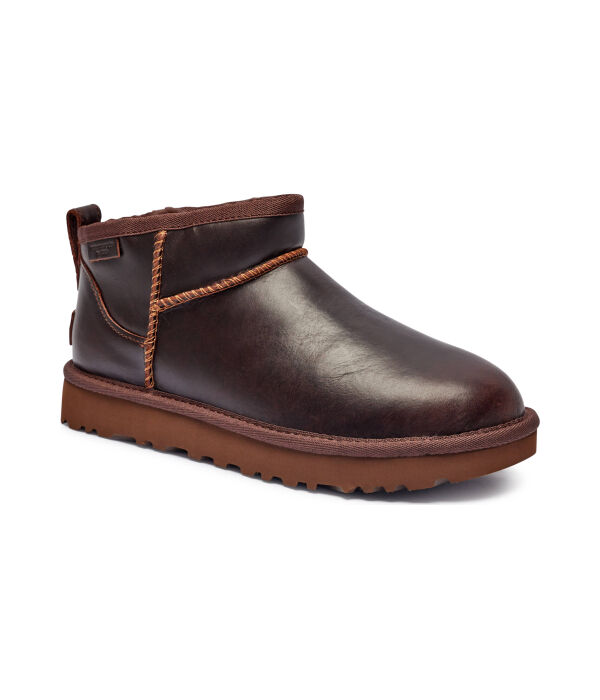 Ботинки кожаные зимние UGG, темно-коричневый