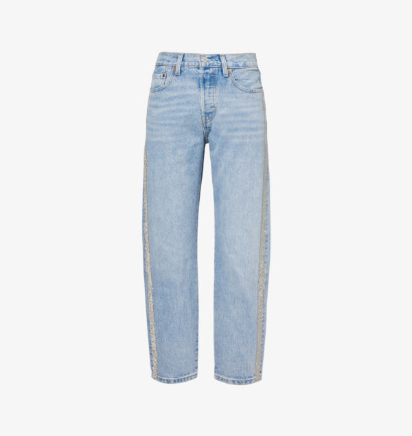 

501 укороченные джинсы прямого кроя с высокой посадкой Levis, серебряный