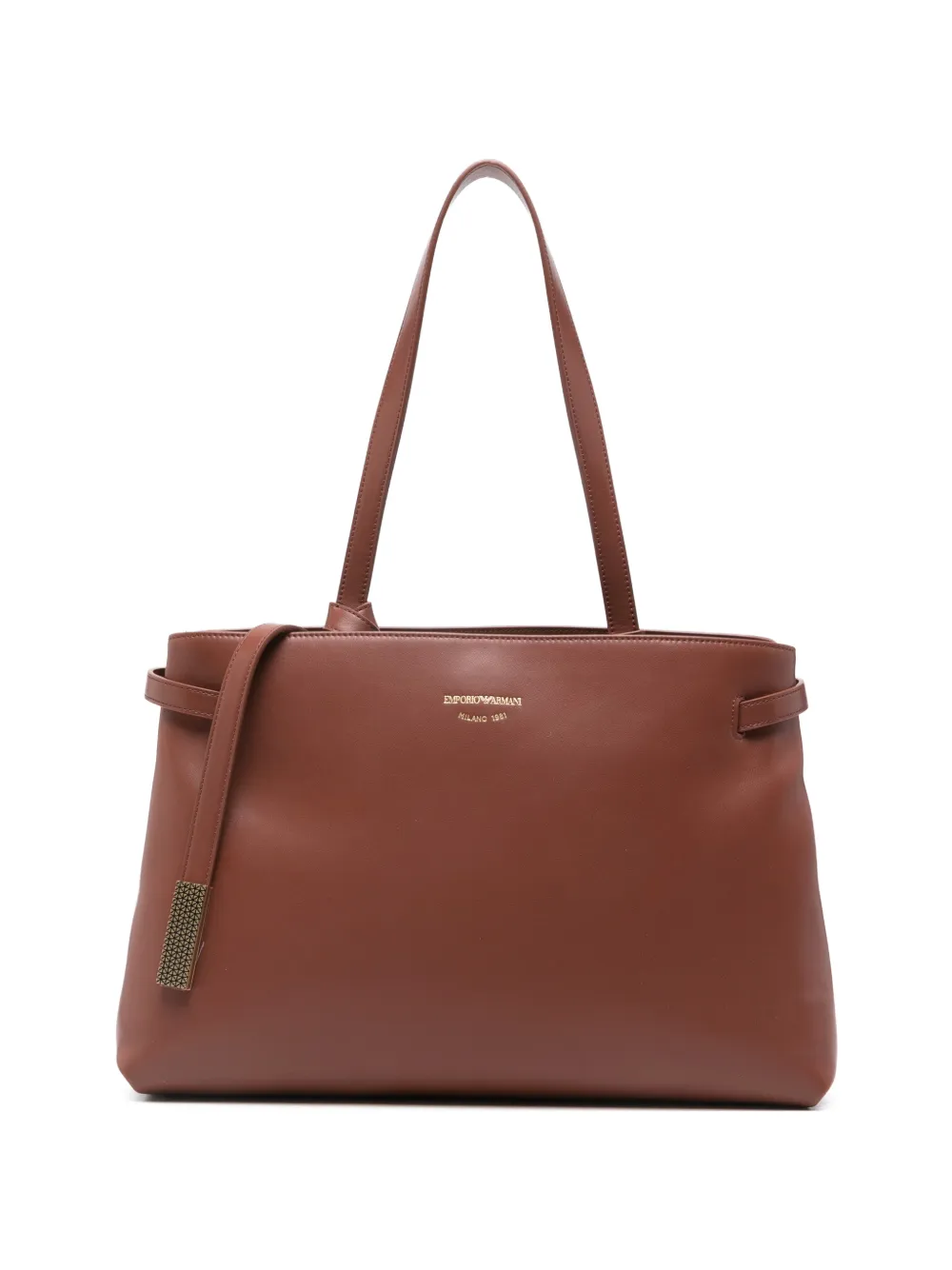 

Кожаная сумка на плечо с ремешками Emporio Armani, коричневый