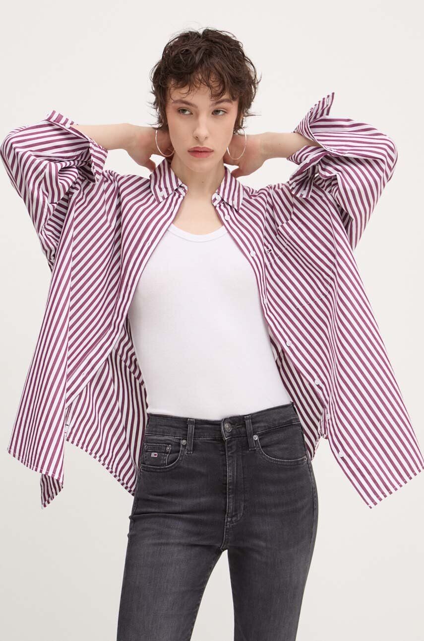 

Хлопковая рубашка Tommy Jeans, фиолетовый