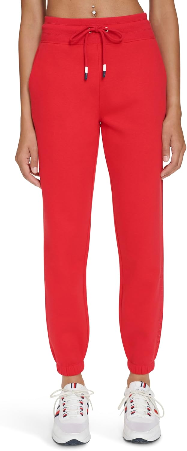 Женские флисовые джоггеры с вышитым логотипом Tommy Hilfiger, Rich Red — фото 2