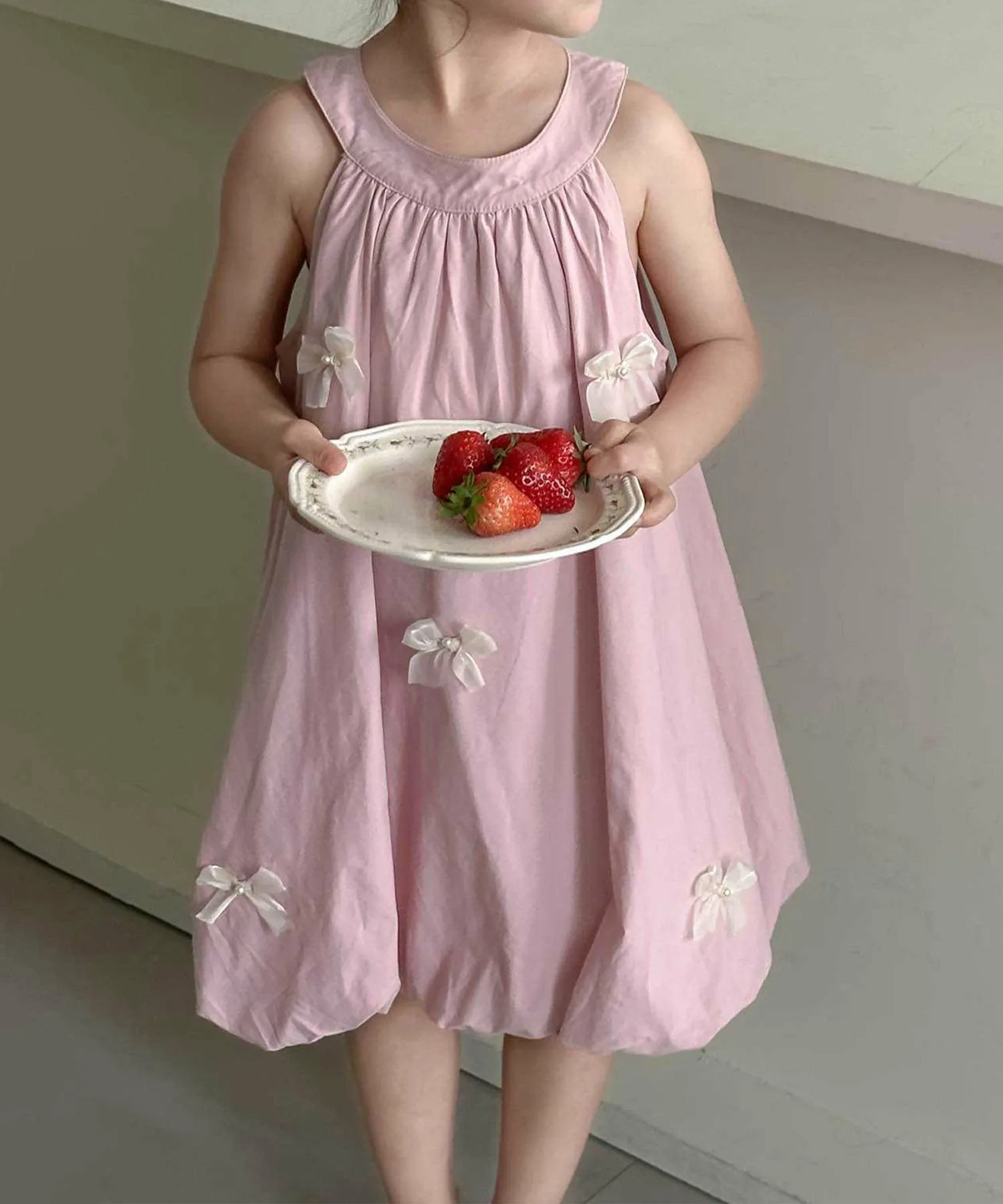 Детское платье-баллон без рукавов с лентой [aimoha-KIDS-] Aimoha Kids, pink — фото 2