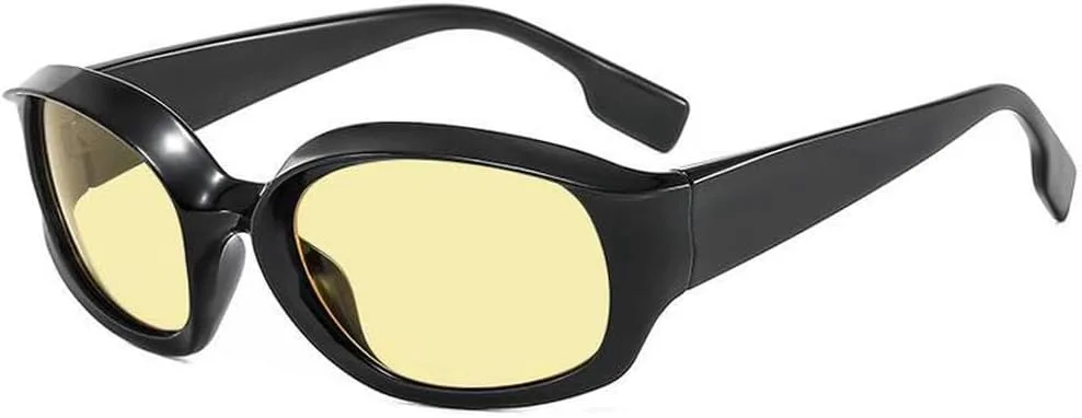 

Солнцезащитные очки овальной формы с крупной оправой для женщин, винтажные солнцезащитные очки, женские очки с защитой от УФ-излучения UV400 MTZJH, Black Yellow