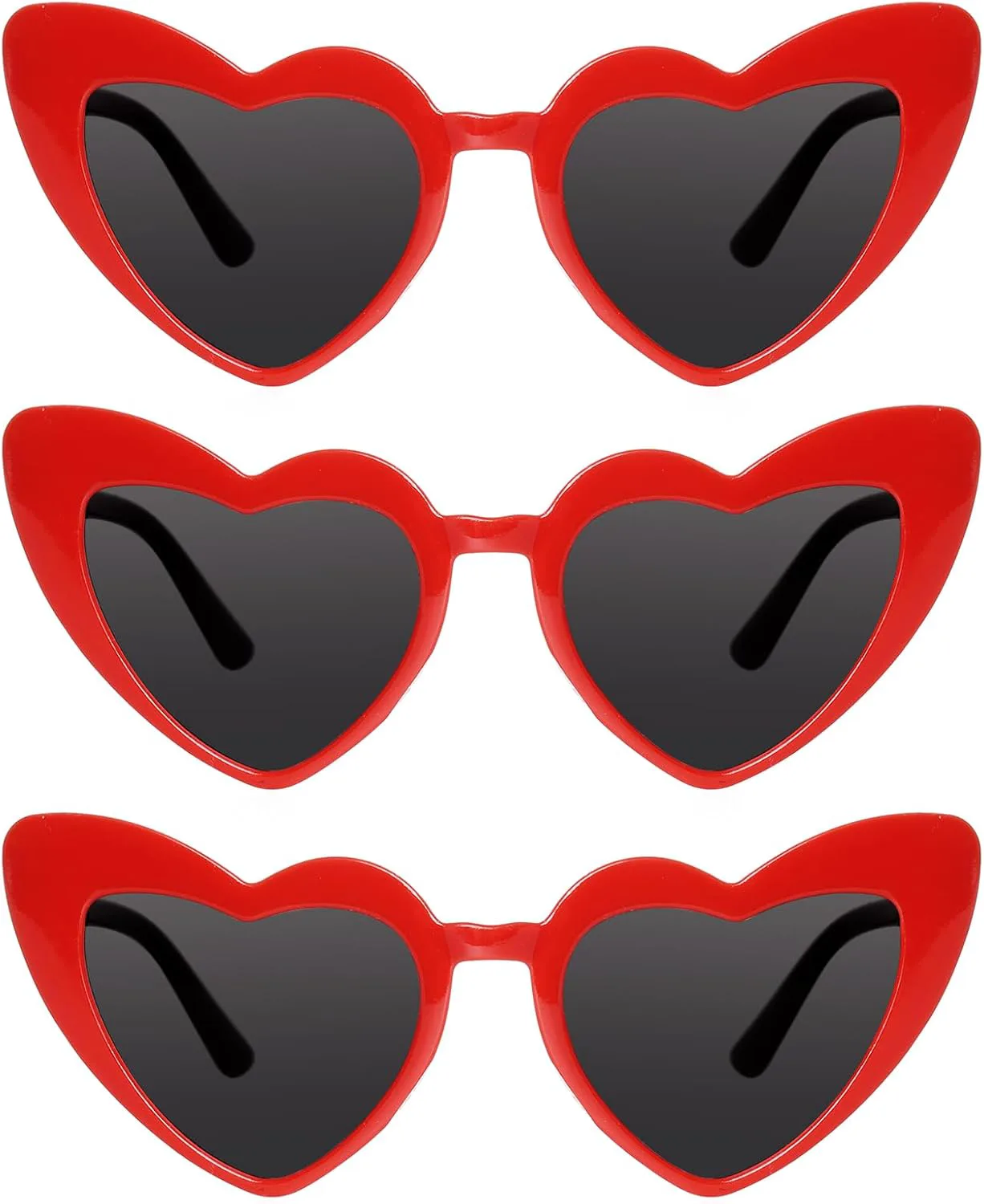 

hoyuwak 3 пары модных солнцезащитных очков в форме сердца, милые красные очки в форме сердца, винтажные солнцезащитные очки для женщин, для шоппинга и вечеринки