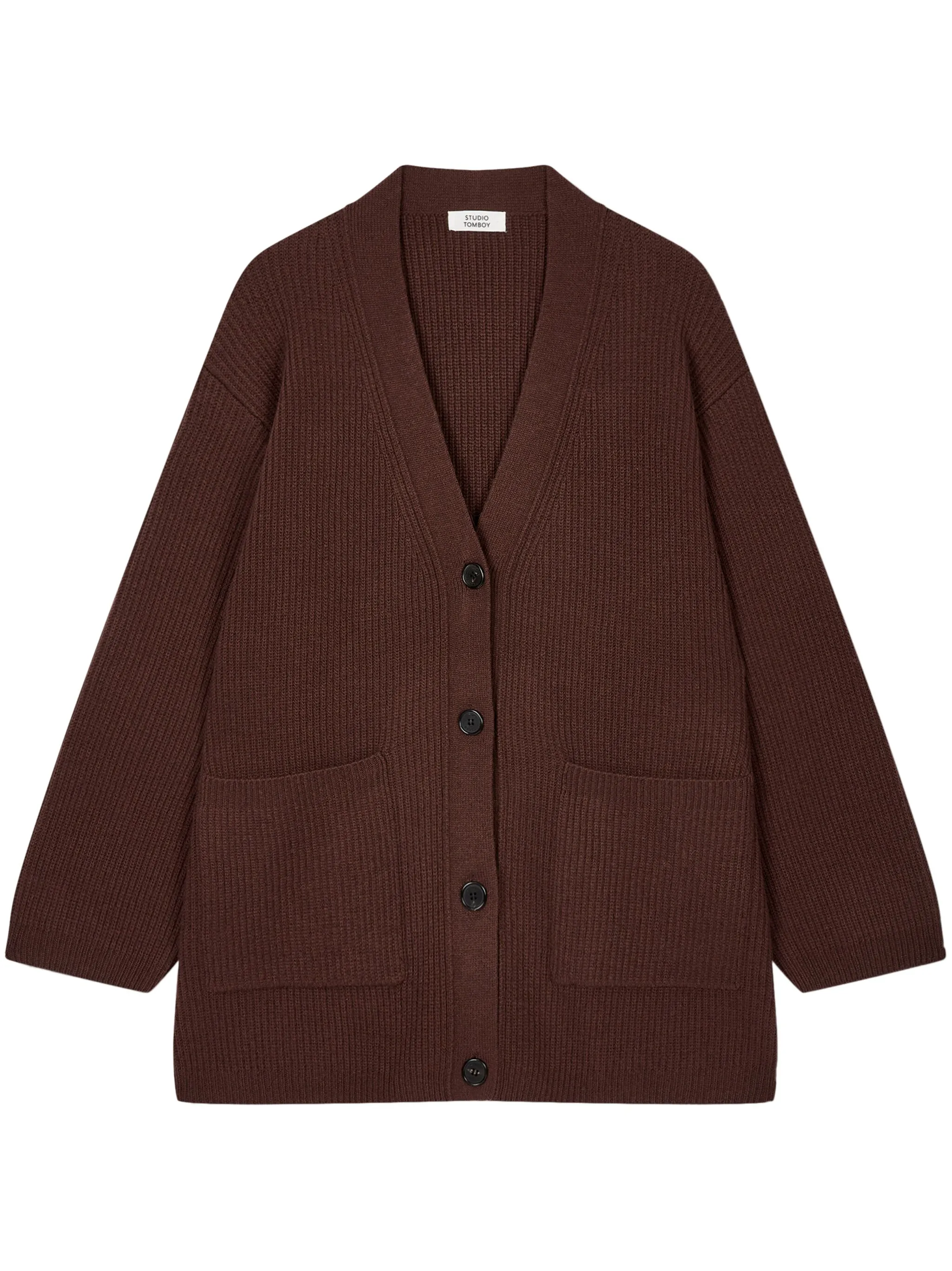 

Кардиган оверсайз с V-образным вырезом Studio Tomboy, коричневый