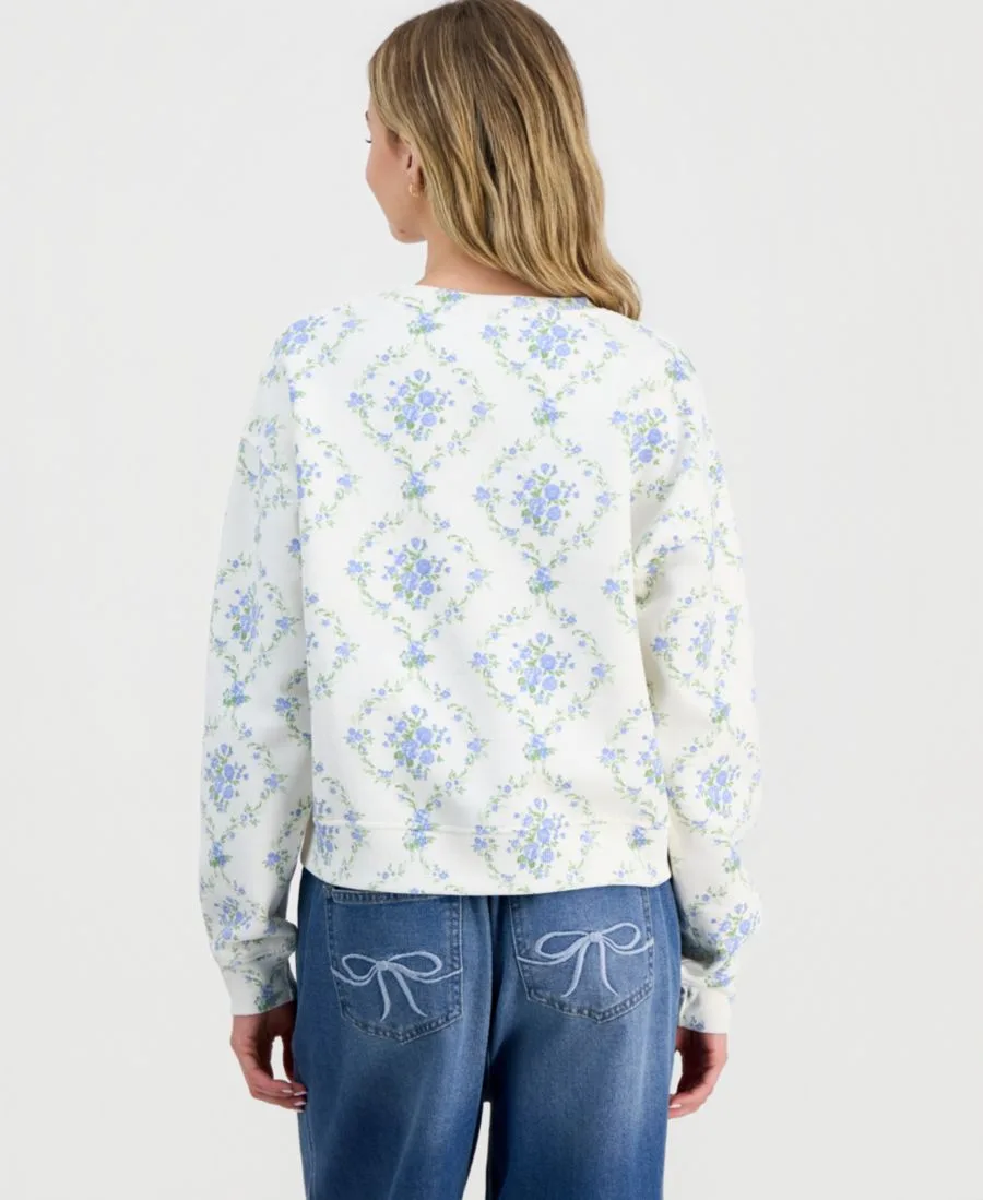 Детская флисовая толстовка с круглым вырезом и принтом Rebel Veil, Hydrangea Floral — фото 2