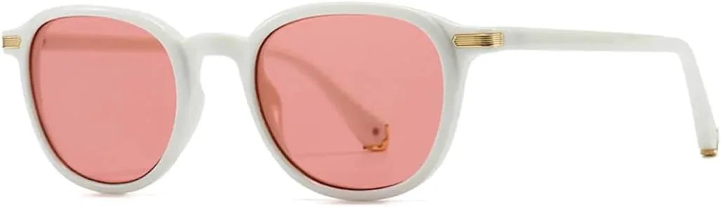 

Солнцезащитные очки для мужчин и женщин - защита UV400 - круглые линзы в стиле панк, цветные, для занятий спортом на открытом воздухе и вождения DSVIGF, White Pink