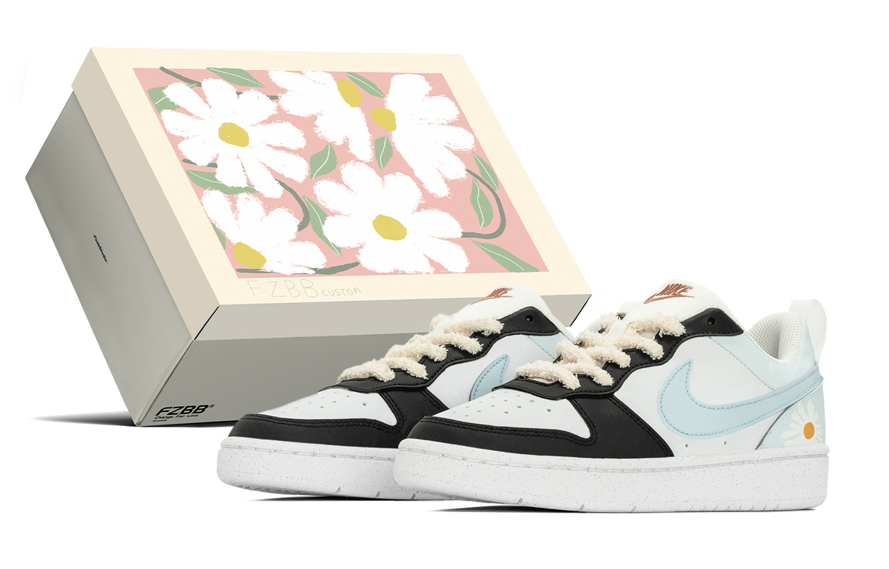 

Nike Court Borough Xiaalan нескользящие устойчивые к истиранию низкие кроссовки для скейтборда black blue white детские