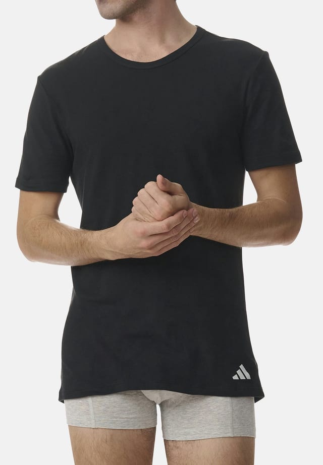 Майка / рубашка с коротким рукавом 4 шт. в упаковке активный гибкий хлопок Adidas, черный — фото 2