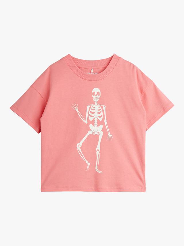 

Детская футболка с коротким рукавом с принтом скелета Mini Rodini, Pink