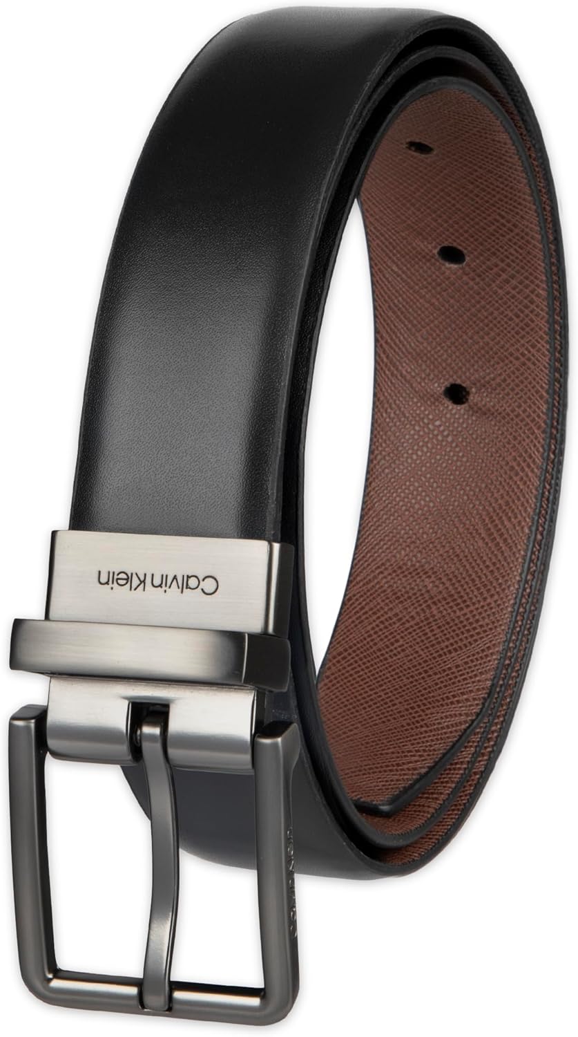 

Мужской двусторонний ремень Calvin Klein 2-в-1 - универсальный стиль для работы и выходных, Black/Brown