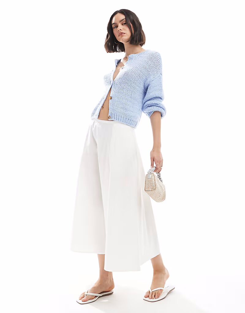 

Юбка миди из хлопка, круглая, белого цвета Asos Design