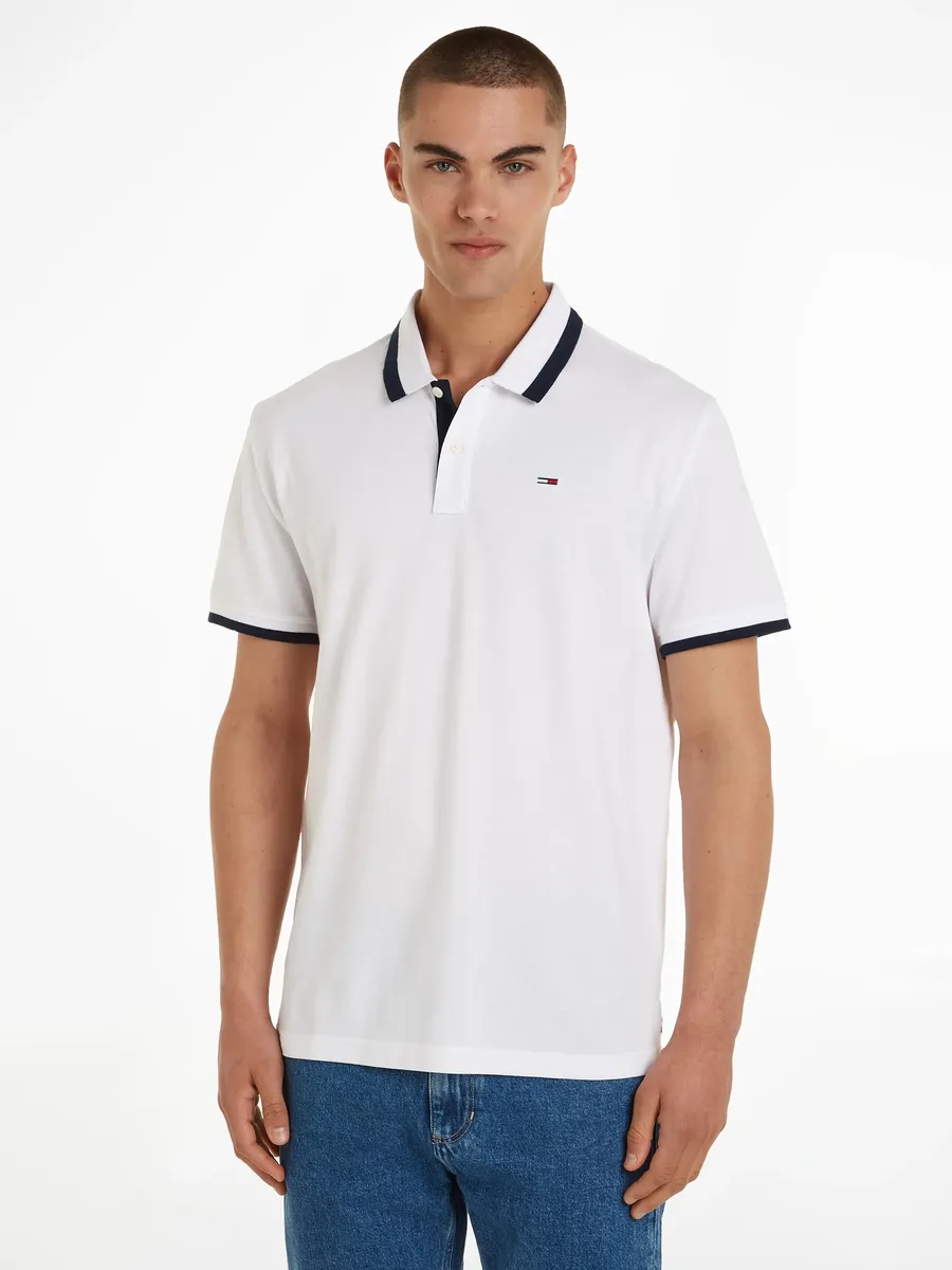 

Рубашка-поло Tommy Jeans "TJM REG SOLID TIPPED POLO", с воротником-поло, белый