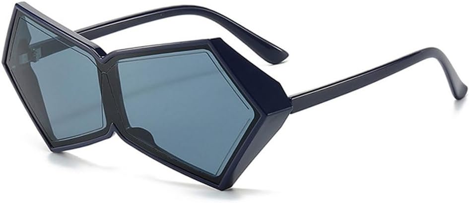 

Мужские панк-солнцезащитные очки Polygon, большие солнцезащитные очки для мужчин, женские винтажные цельные очки с защитой от УФ-излучения UV400, синие, серые, один размер TYUVIVO, Blue-gray