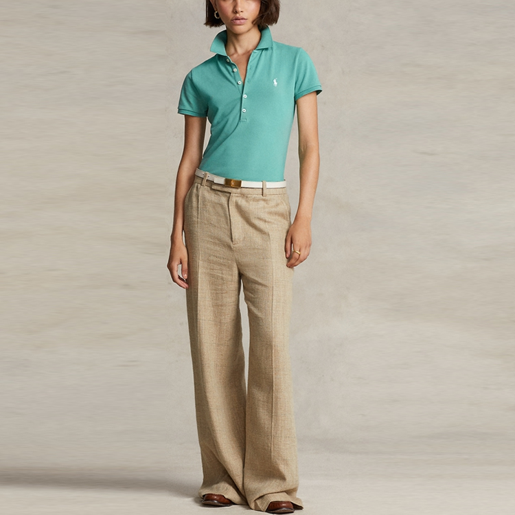Футболка поло FW22 для женщин Polo Ralph Lauren, зеленая — фото 3
