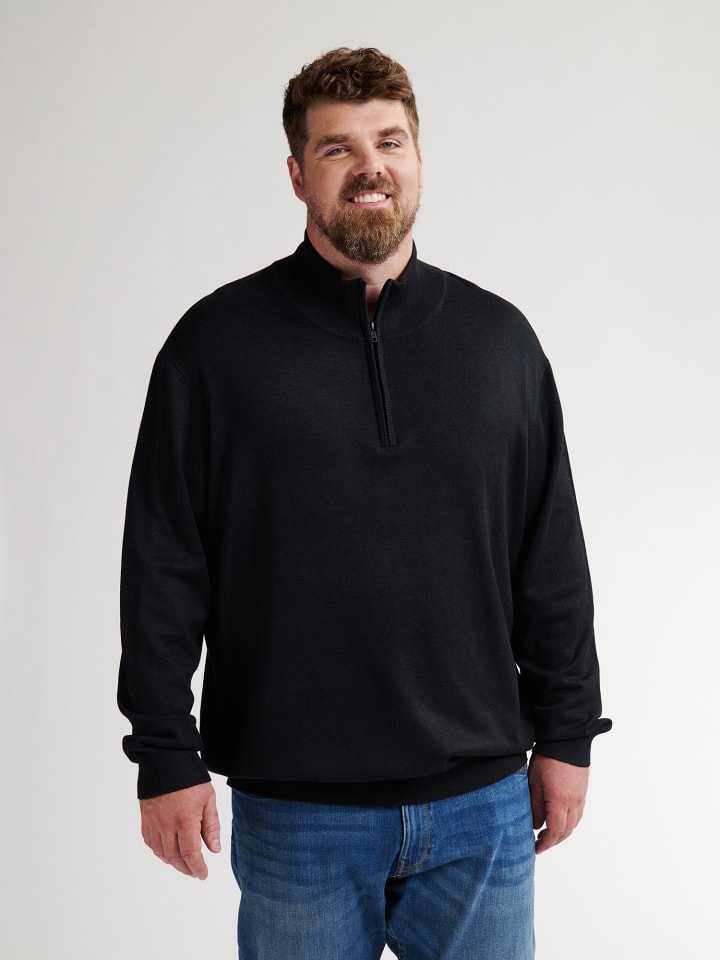 

Трикотажный свитер Jackson большого размера с полумолнией в черном цвете Petrol Industries