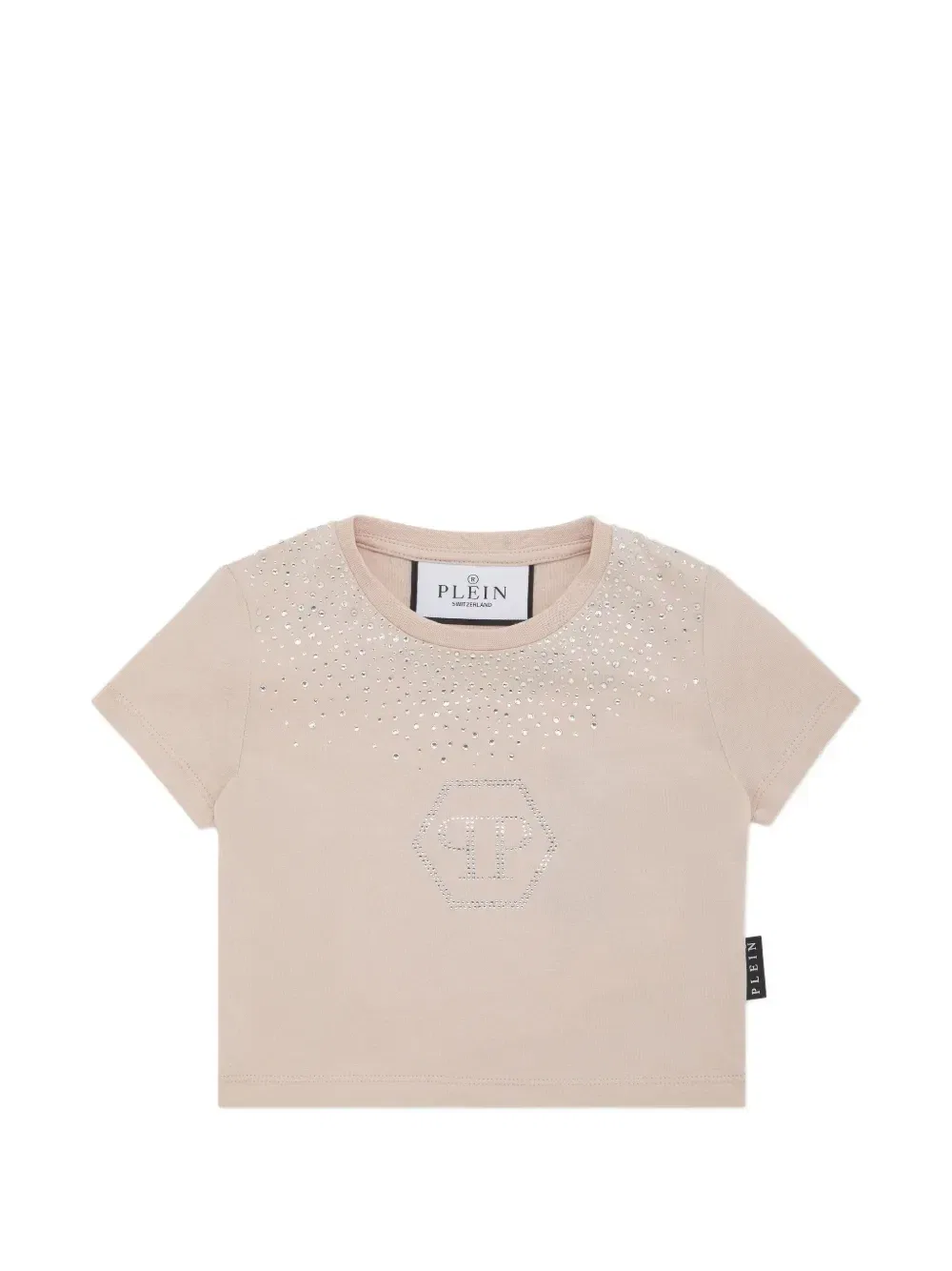 Укороченная футболка Strass Hexagon Philipp Plein Junior, бежевый