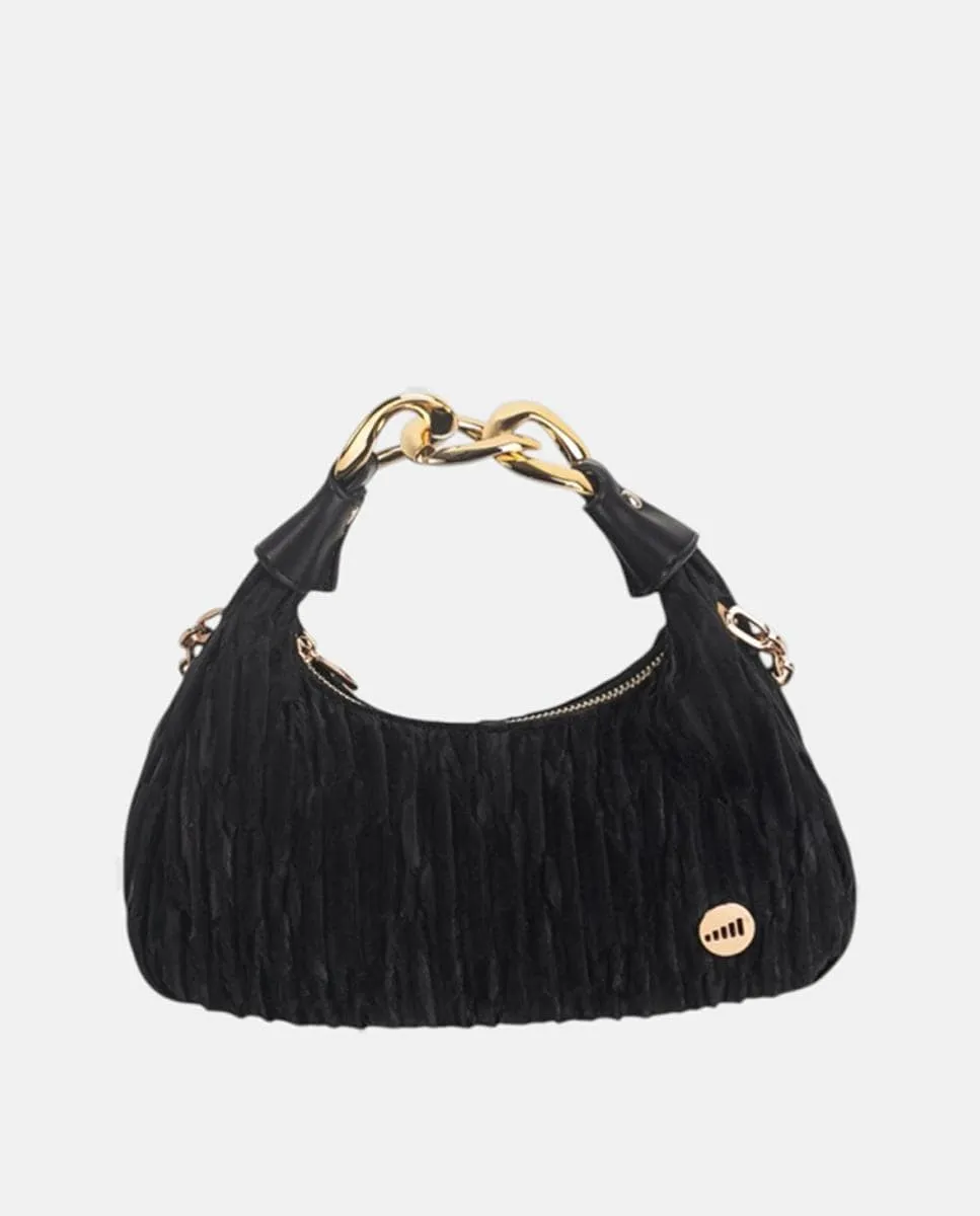 

Сумка из плиссированной фактурной ткани с застежкой-молнией на металлической молнии Volum, черный