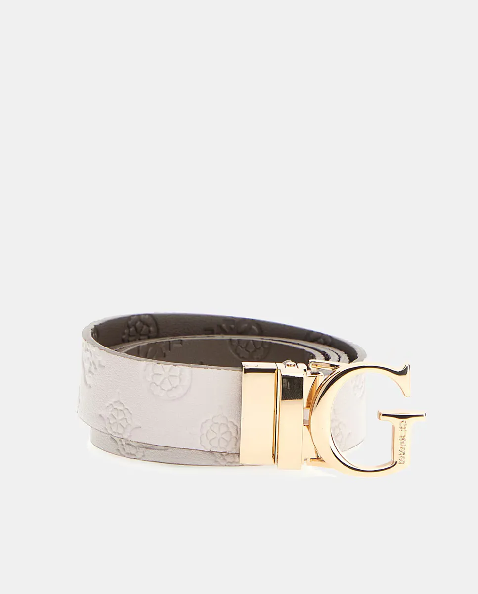 

Регулируемый и реверсивный ремень с пряжкой G-типа Guess, белый