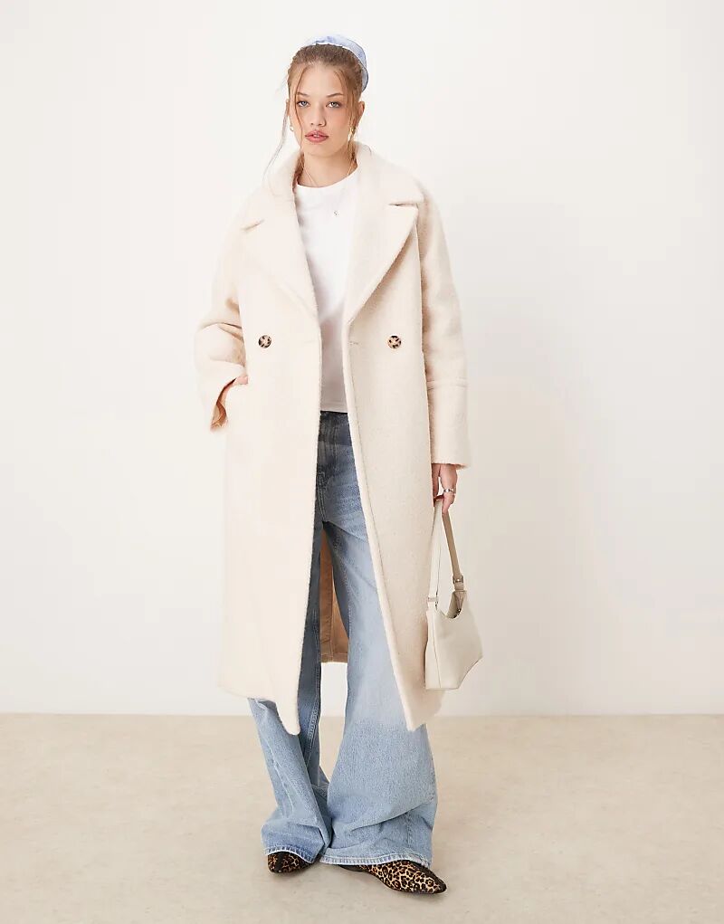

Свободное пальто из шерсти кремового цвета River Island