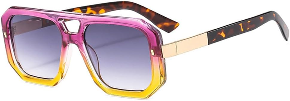 

Солнцезащитные очки UV400 с двойной перемычкой, прозрачными линзами и заклепками, подходят для женщин и мужчин, для бега и занятий спортом на открытом воздухе UYPTK, Purple Yellow Grey