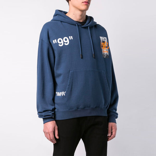 Толстовка mens summer over popover hoody blue Off-White, синий — фото 4