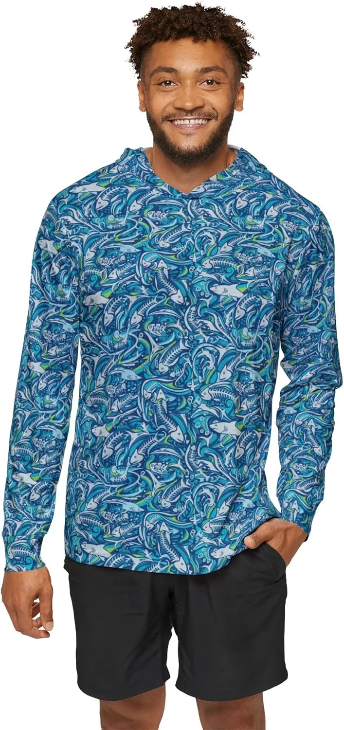 Generic Худи с синим абстрактным узором в виде завитков All Over Print Athletic Pullover — фото 2