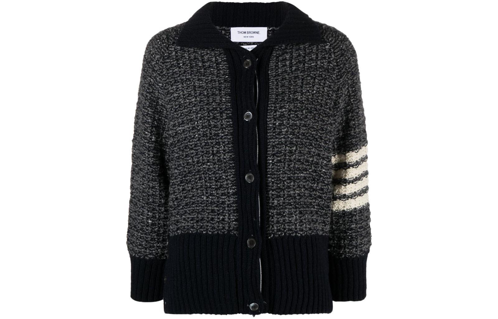 

Кардиган в полоску с четырьмя полосами Thom Browne, темный серый