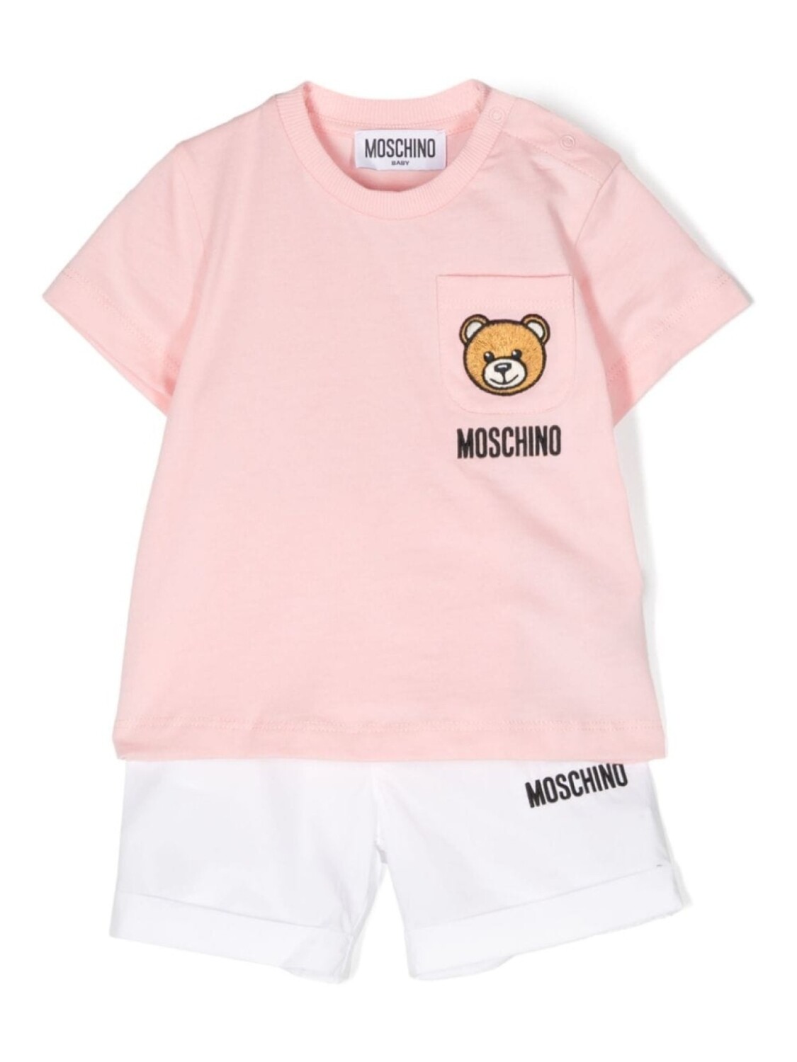 

Moschino Kids комплект из футболки и шортов с декором Teddy-Bear, розовый