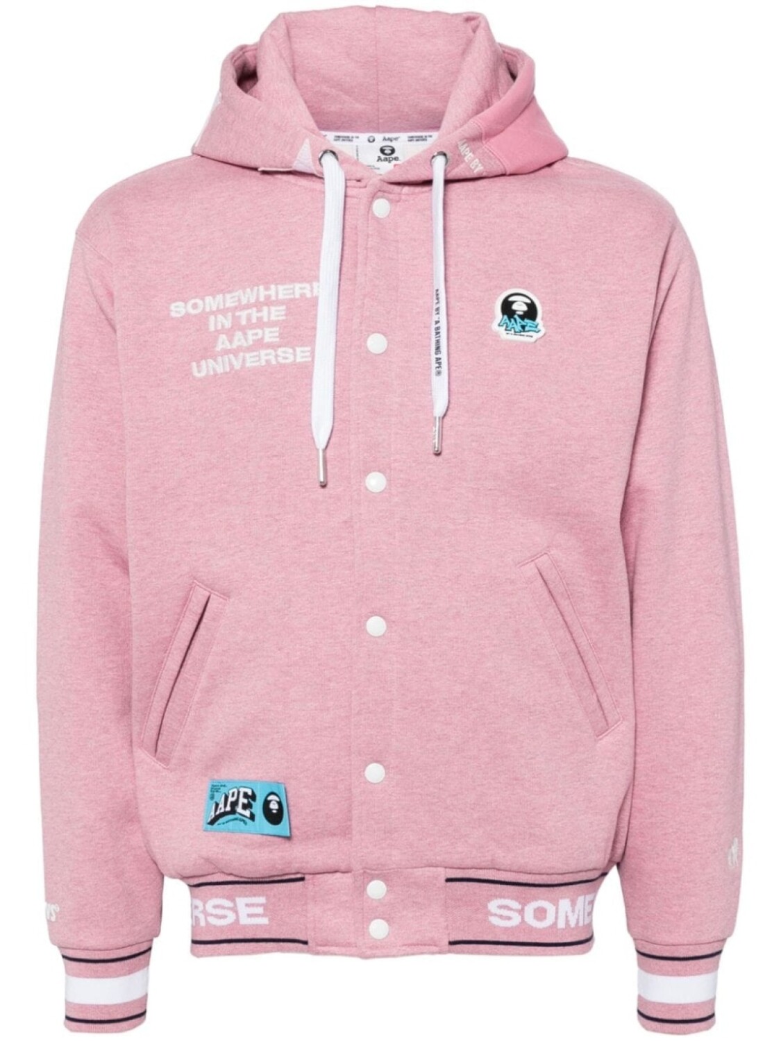 

AAPE BY *A BATHING APE бомбер Moonface с капюшоном и логотипом, розовый