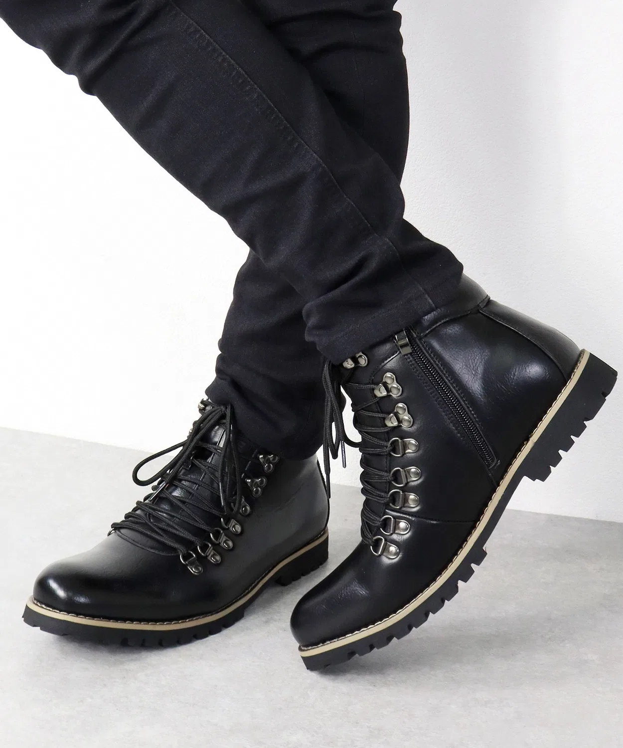 Ботинки горные Casual Mountain Boots бренд AAA+ на шнуровке с боковой молнией, цвет верблюжий — фото 2