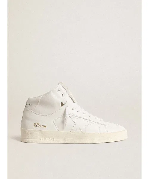 Мужские высокие кроссовки Stardan из экокожи Golden Goose белые
