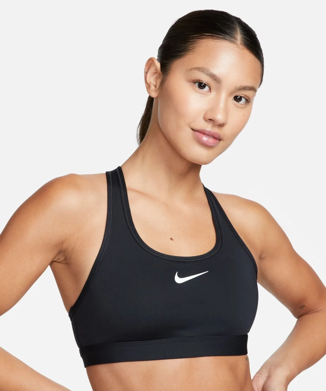 Спортивный бюстгальтер Nike Swoosh MED SPT, средняя поддержка, чёрный