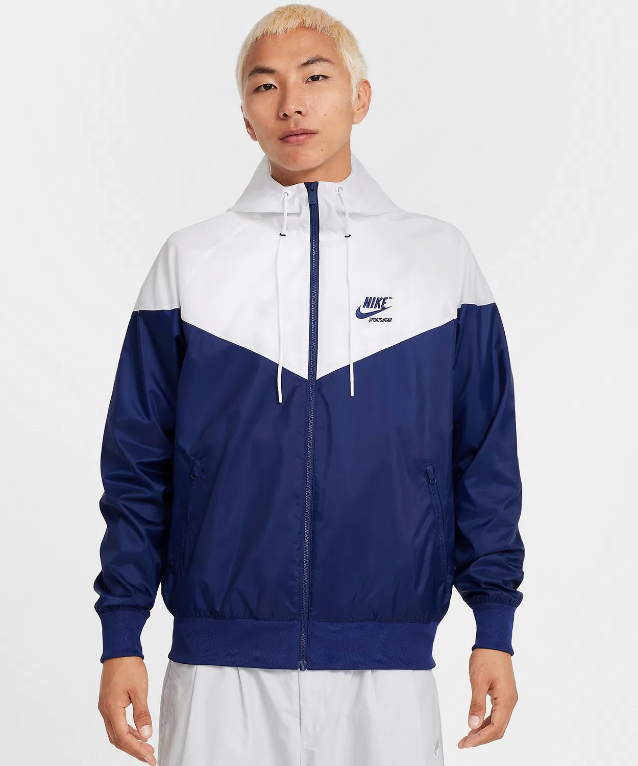 Куртка Nike AS M WVN WR LND GFX JKT, нейлон, тёмно-синий с белым